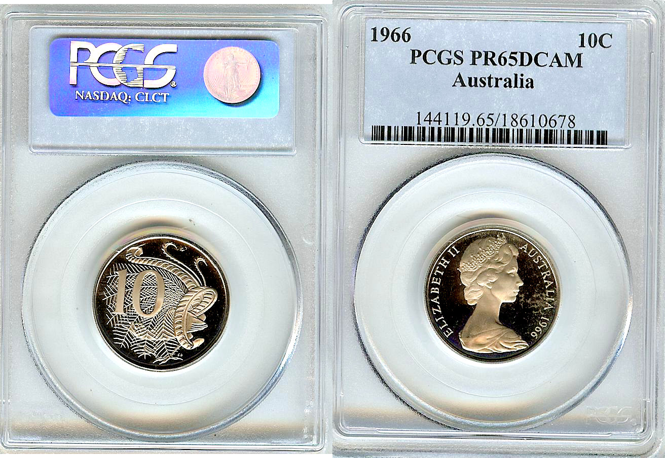 Australian 10 cents 1966 PCGS PR65